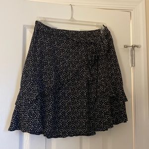 Altard State Black Dot Ruffle Skirt with Tie Waist